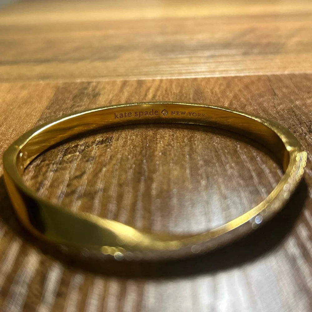 Gold Kate Spade Accented Twisted Bangle Bracelet - Picture 4 of 9